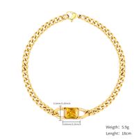 Cute Simple Style Square Oval Heart Shape Stainless Steel Gold Plated Zircon Bracelets In Bulk sku image 3
