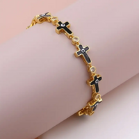 Simple Style Cross Copper 18k Gold Plated Zircon Bracelets In Bulk main image 1