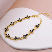 Simple Style Cross Copper 18k Gold Plated Zircon Bracelets In Bulk main image 5