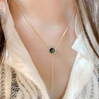 Simple Style Round Sterling Silver Plating Inlay Agate 18k Gold Plated White Gold Plated Pendant Necklace main image 1