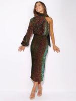 Party Dress Elegant Halter Neck Sequins Sleeveless Solid Color Maxi Long Dress Street main image 4