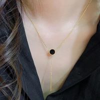 Simple Style Round Sterling Silver Plating Inlay Agate 18k Gold Plated White Gold Plated Pendant Necklace sku image 1