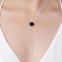 Simple Style Round Sterling Silver Plating Inlay Agate 18k Gold Plated White Gold Plated Pendant Necklace sku image 2