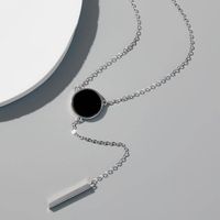 Simple Style Round Sterling Silver Plating Inlay Agate 18k Gold Plated White Gold Plated Pendant Necklace main image 6