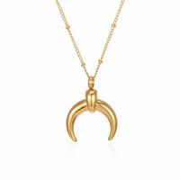 304 Stainless Steel 18K Gold Plated Simple Style Plating Moon Pendant Necklace main image 1