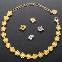 Elegant Simple Style Daisy Copper 18k Gold Plated Zircon Bracelets In Bulk main image 5