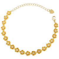 Elegant Simple Style Daisy Copper 18k Gold Plated Zircon Bracelets In Bulk main image 3