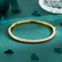 Elegant Luxurious Round Copper 18k Gold Plated Zircon Bangle In Bulk main image 1