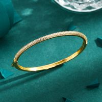 Elegant Luxurious Round Copper 18k Gold Plated Zircon Bangle In Bulk main image 3