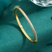 Elegant Luxurious Round Copper 18k Gold Plated Zircon Bangle In Bulk main image 4