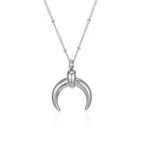 304 Stainless Steel 18K Gold Plated Simple Style Plating Moon Pendant Necklace sku image 1