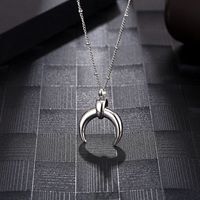 304 Stainless Steel 18K Gold Plated Simple Style Plating Moon Pendant Necklace main image 4