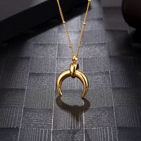 304 Stainless Steel 18K Gold Plated Simple Style Plating Moon Pendant Necklace main image 5