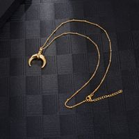 304 Stainless Steel 18K Gold Plated Simple Style Plating Moon Pendant Necklace main image 6