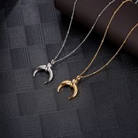 304 Stainless Steel 18K Gold Plated Simple Style Plating Moon Pendant Necklace main image 7
