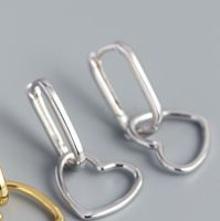 1 Pair Simple Style Heart Shape Plating Sterling Silver Drop Earrings sku image 1