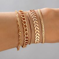 Ensemble De 4 Bracelets D&#39;avion À Feuille Géométrique À Chaîne Épaisse Simple sku image 8