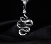 Original Design Vintage Style Snake Titanium Steel Plating Men's Pendant Necklace sku image 1