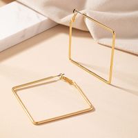 1 Paar Übertrieben Einfacher Stil Viereck Überzug Legierung Vergoldet Reif Ohrringe main image 1
