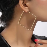 1 Paar Übertrieben Einfacher Stil Viereck Überzug Legierung Vergoldet Reif Ohrringe main image 4