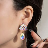 1 Pair Glam Water Droplets Plating Inlay Alloy Rhinestones Glass Drop Earrings main image 3