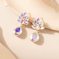 1 Pair Glam Water Droplets Plating Inlay Alloy Rhinestones Glass Drop Earrings sku image 3