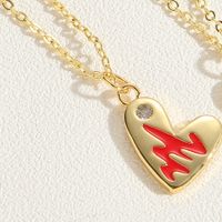 Simple Style Heart Shape Copper 14k Gold Plated Zircon Pendant Necklace In Bulk sku image 2