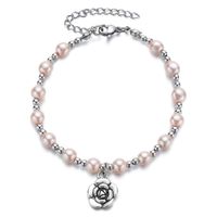 Sucré Fleur Perle D'imitation Strass Le Cuivre Or Blanc Plaqué Bracelets En Masse sku image 4