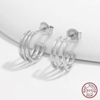 1 Pair Glam Simple Style Geometric Plating Inlay Sterling Silver Zircon White Gold Plated Rhodium Plated Ear Studs main image 8