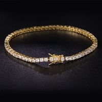 Copper 18K Gold Plated Glam Wedding Shiny Solid Color Chain Inlay Zircon Tennis Bracelet main image 3