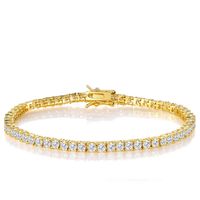 Copper 18K Gold Plated Glam Wedding Romantic Solid Color Chain Inlay Zircon Tennis Bracelet sku image 2