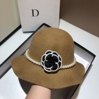 Women's Lady Solid Color Flower Big Eaves Fedora Hat main image 2
