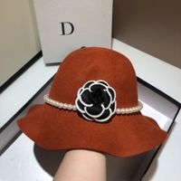 Women's Lady Solid Color Flower Big Eaves Fedora Hat main image 4