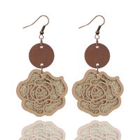 1 Pair Retro Flower Pu Leather Drop Earrings sku image 2