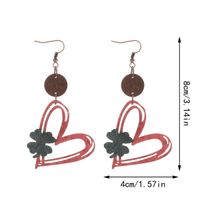 1 Pair Simple Style Heart Shape Printing Wood Drop Earrings main image 2