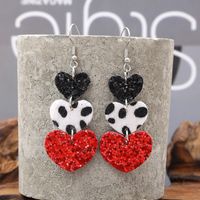 1 Pair Simple Style Commute Heart Shape Printing Pu Leather Drop Earrings main image 4