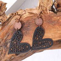 1 Pair Ethnic Style Heart Shape Printing Pu Leather Drop Earrings main image 5