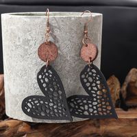 1 Pair Ethnic Style Heart Shape Printing Pu Leather Drop Earrings main image 4