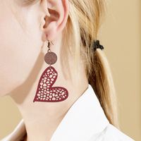 1 Pair Ethnic Style Heart Shape Printing Pu Leather Drop Earrings main image 3