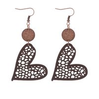 1 Pair Ethnic Style Heart Shape Printing Pu Leather Drop Earrings sku image 4