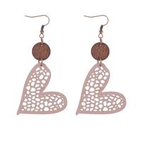 1 Pair Ethnic Style Heart Shape Printing Pu Leather Drop Earrings sku image 5