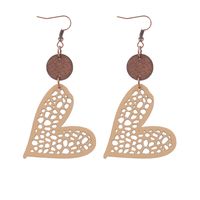 1 Pair Ethnic Style Heart Shape Printing Pu Leather Drop Earrings sku image 6