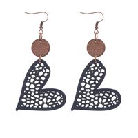 1 Pair Ethnic Style Heart Shape Printing Pu Leather Drop Earrings sku image 9