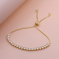 Glam Simple Style Square Copper 18k Gold Plated Zircon Tennis Bracelet In Bulk main image 3