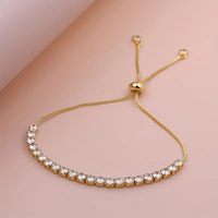 Glam Simple Style Square Copper 18k Gold Plated Zircon Tennis Bracelet In Bulk sku image 1