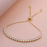 Glam Simple Style Square Copper 18k Gold Plated Zircon Tennis Bracelet In Bulk main image 4