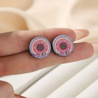 1 Pair Cartoon Style Geometric Heart Shape Handmade Wood Ear Studs sku image 3