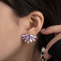 1 Pair Casual Vacation Plant Plating Inlay Alloy Rhinestones Glass Drop Earrings main image 3