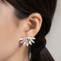 1 Pair Casual Vacation Plant Plating Inlay Alloy Rhinestones Glass Drop Earrings main image 5