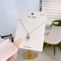 Shiny Round Star Sterling Silver Inlay Crystal Zircon Rhodium Plated Pendant Necklace main image 3